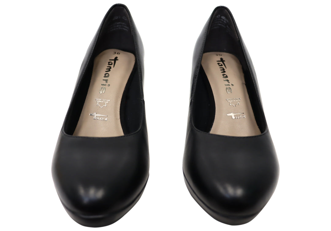 Tamaris Angela Womens Leather Court Shoes Heels Brand House Direct