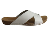 Andacco Hilly Womens Comfort Flat Leather Slide Sandals Made In Brazil