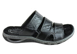 Pegada Evan Mens Leather Comfy Cushioned Slide Sandals Made In Brazil
