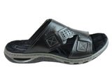 Pegada Andy Mens Leather Comfy Cushioned Slide Sandals Made In Brazil
