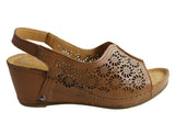 Orizonte Teri Womens European Leather Comfortable Wedge Sandals