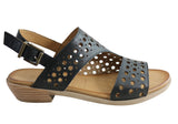 Orizonte Cinda Womens European Comfortable Leather Low Heel Sandals