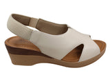 Usaflex Afton Womens Comfort Leather Platform Sandals Made In Brazil