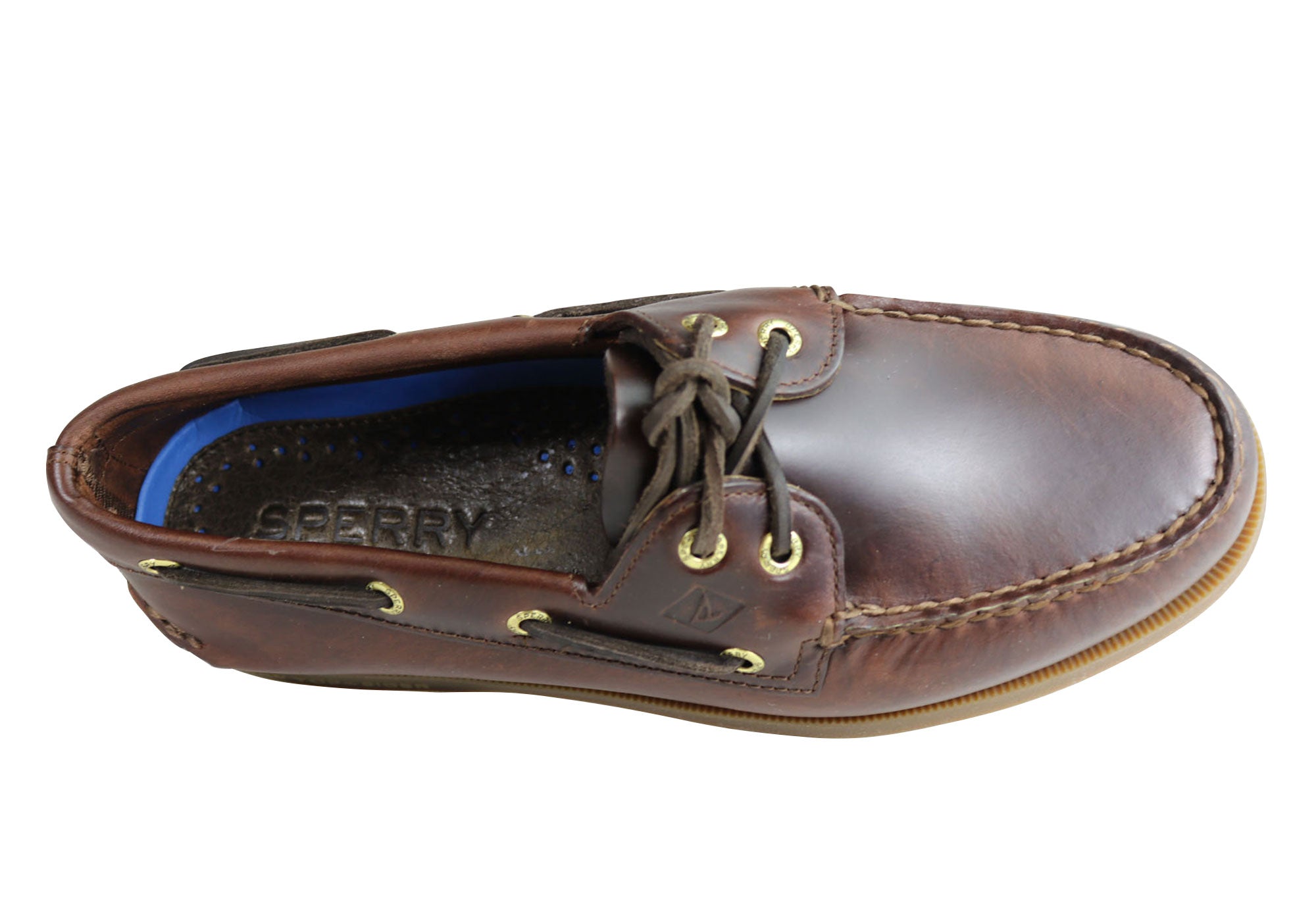 Sperry Mens A 0 2 Eye Leather Lace Up Comfortable Wide Fit Boat Shoes