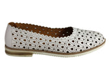 Orizonte Kellie Womens European White Leather Comfortable Flat Shoes