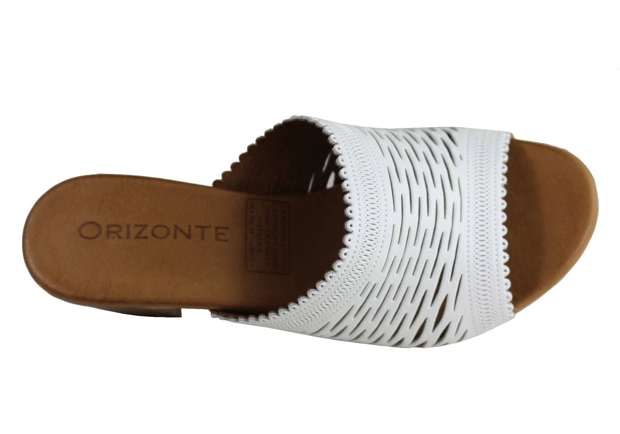 Orizonte Jilly Womens European Leather Mid Heel Comfort Slides Sandals