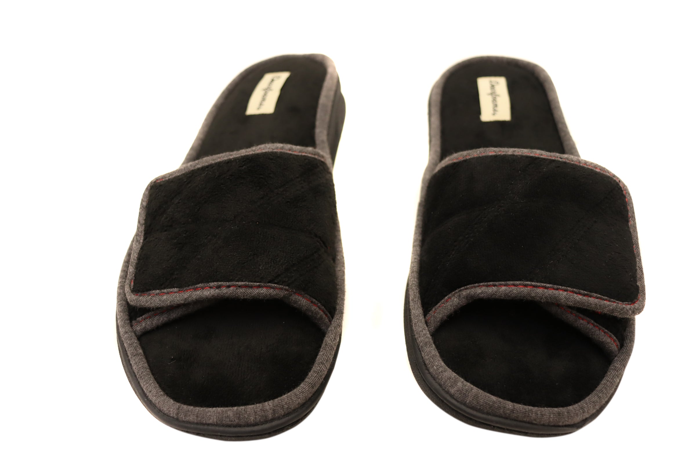 Dearfoams Mens Cooper Quilted Terry Adjustable Strap Slippers