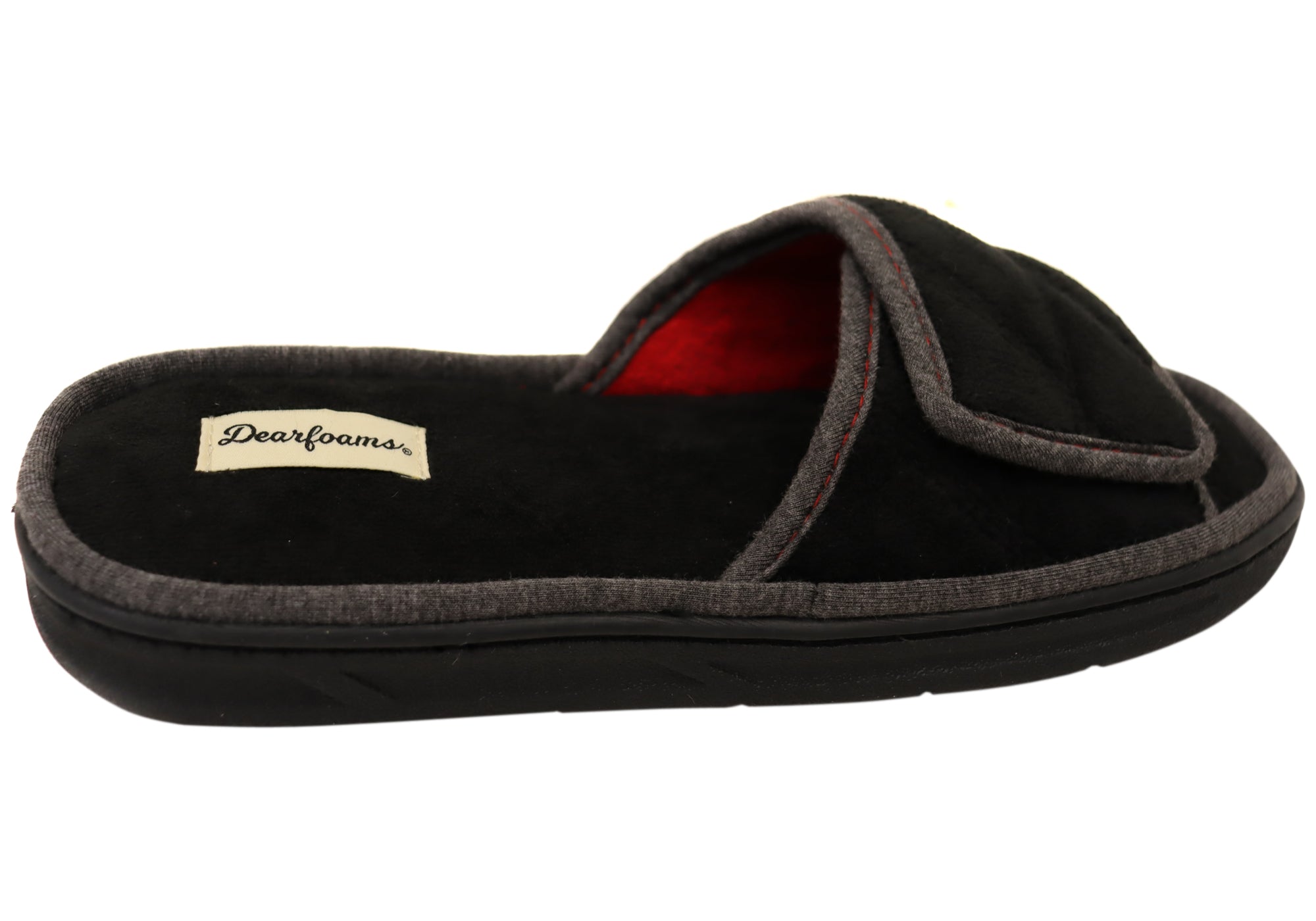 Dearfoams Mens Cooper Quilted Terry Adjustable Strap Slippers