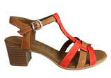 Orizonte Candi Womens European Leather Mid Heel Comfortable Sandals