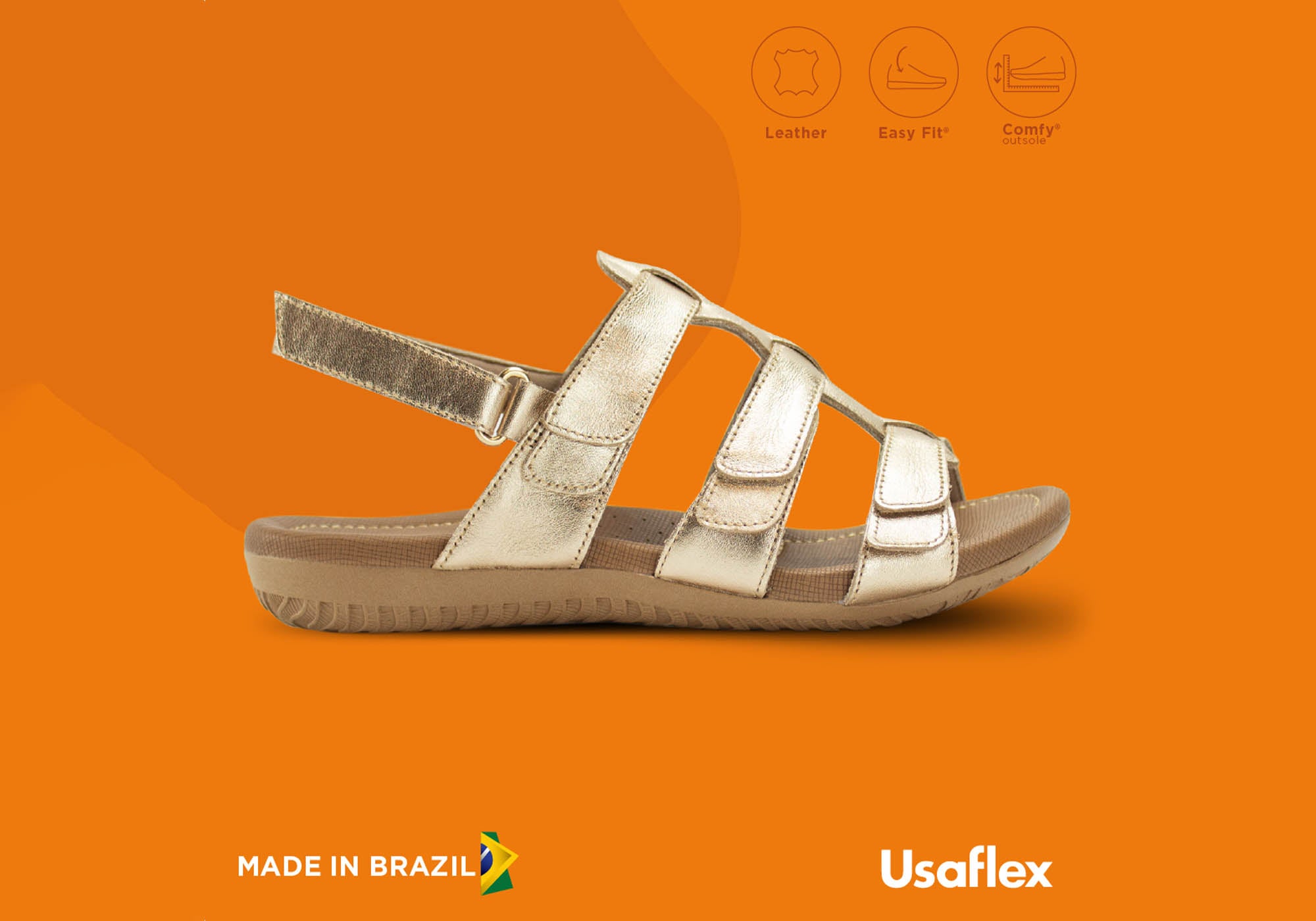 Usaflex Lani Womens Comfort Cushioned Leather Sandals Made In Brazil