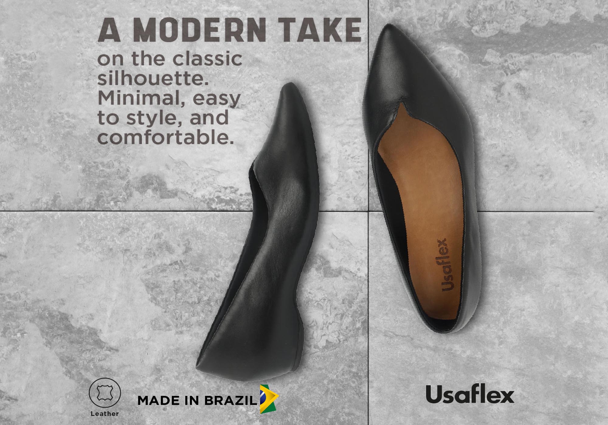 Usaflex Jianna Womens Low Heel Leather Shoes Made In Brazil