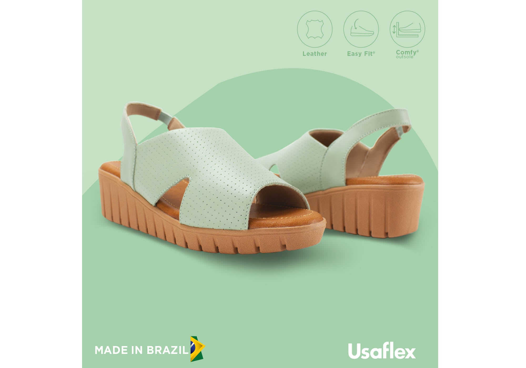 Usaflex Laken Womens Comfortable Leather Sandals Made In Brazil